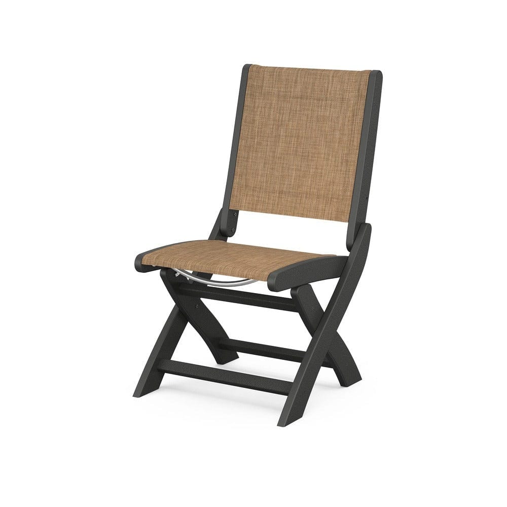 POLYWOOD® Outdoor Furniture Black / Burlap Sling POLYWOOD® - Coastal Folding Side Chair - 9004