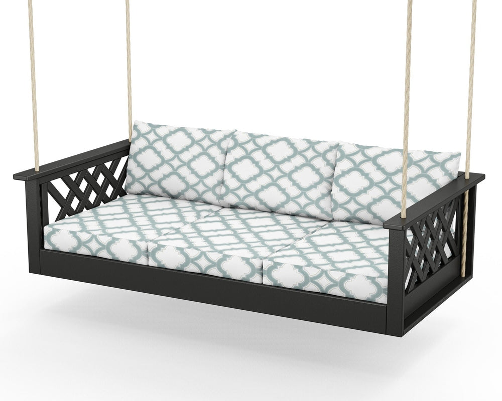 Wovendale Daybed Swing - Black / Trellis Glacier Spa