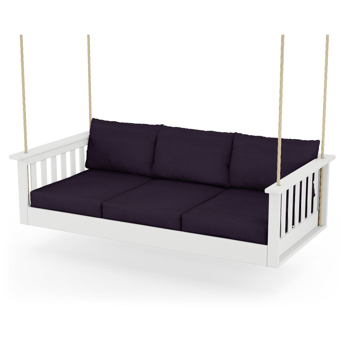 Vineyard Daybed Swing - White / Navy Linen