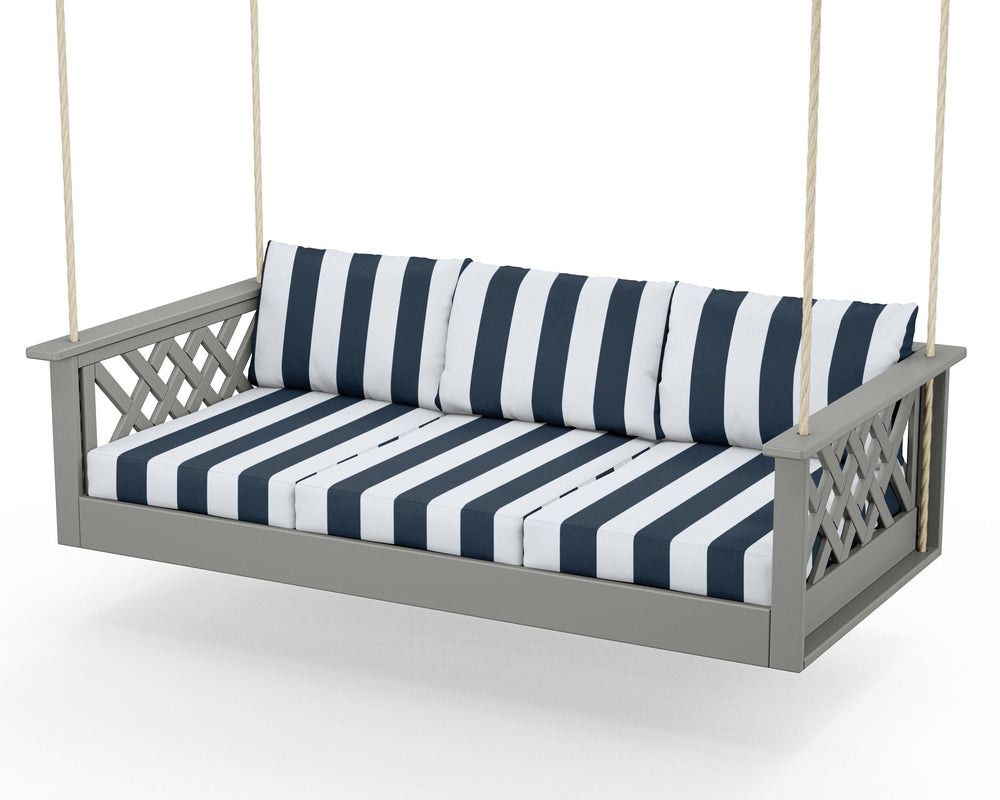 Wovendale Daybed Swing - Slate Grey / Cabana Stripe Marine Indigo