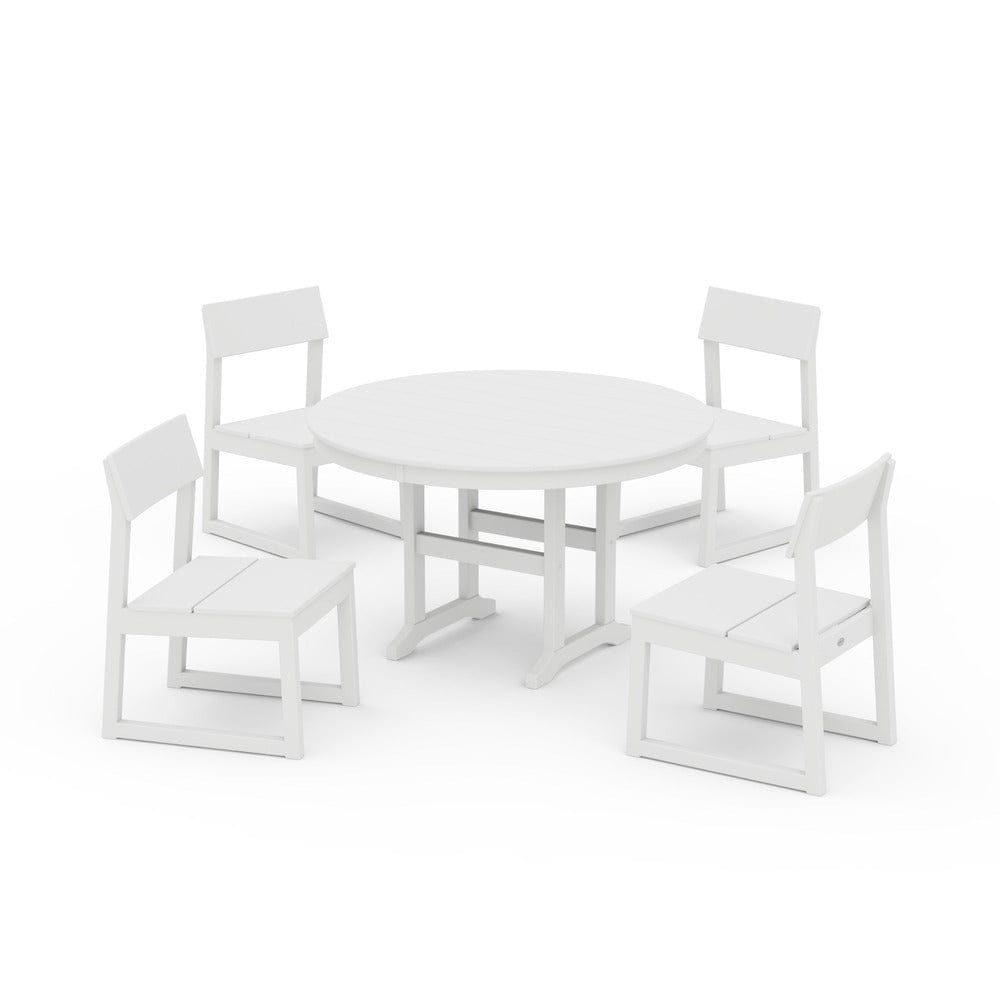 POLYWOOD® - EDGE Side Chair 5-Piece Round Farmhouse Dining Set - PWS1360 Outdoor Furniture POLYWOOD®