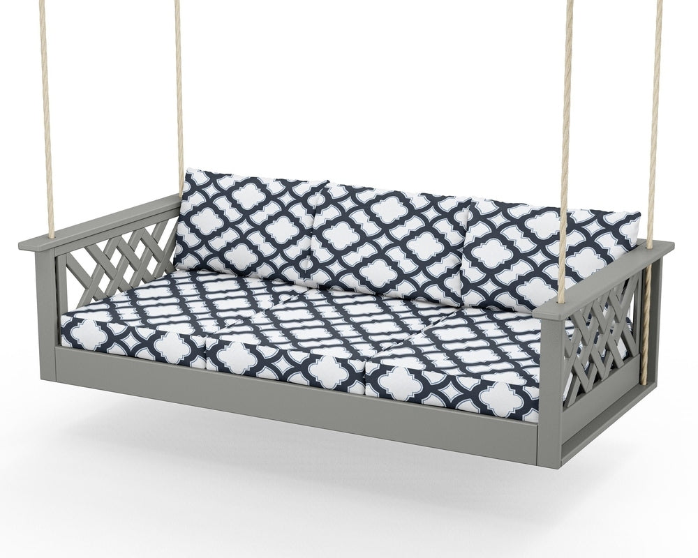 Wovendale Daybed Swing - Slate Grey / Trellis Marine Indigo