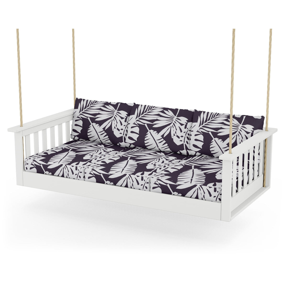 Vineyard Daybed Swing - White / Leaf Navy