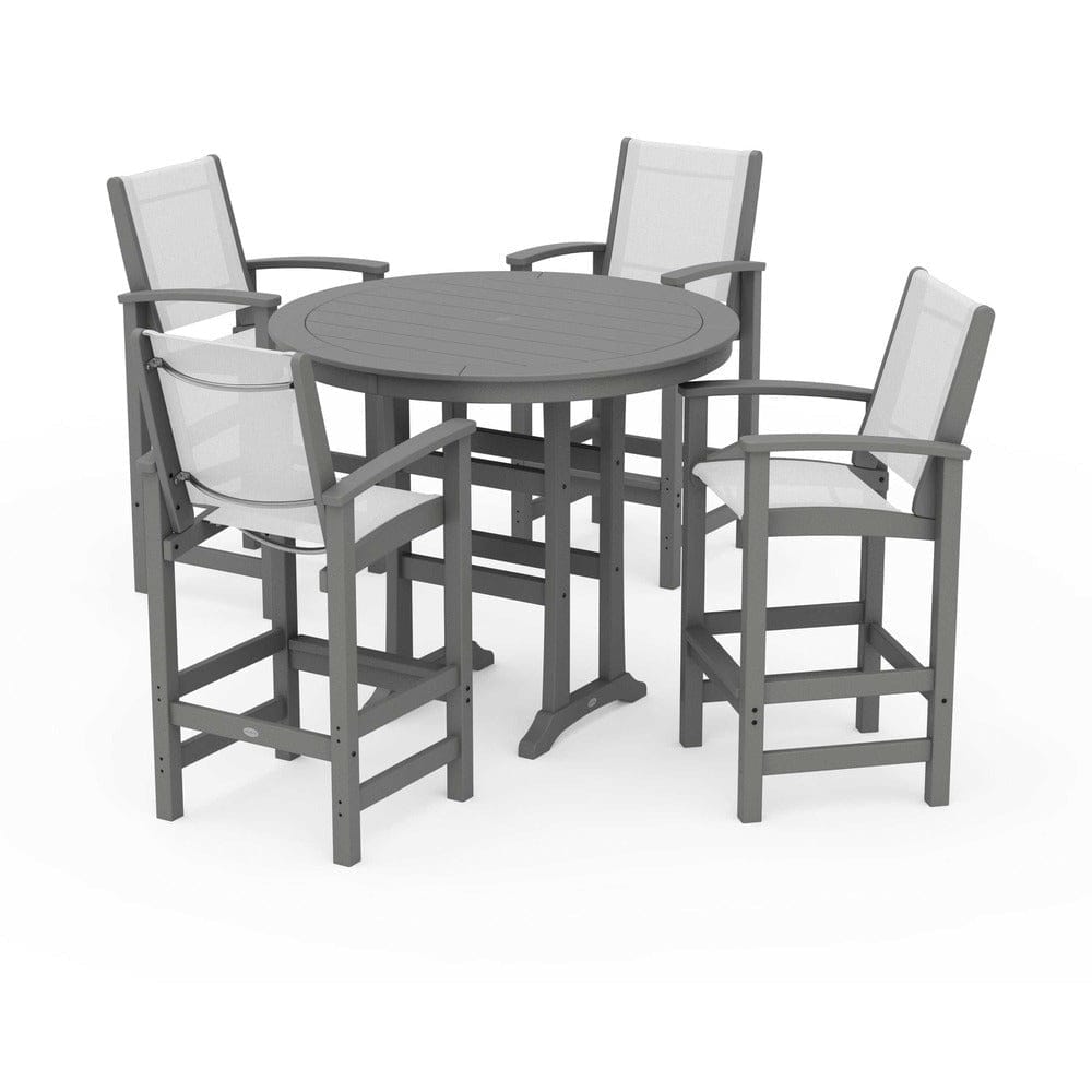 POLYWOOD® - Coastal 5-Piece Nautical Trestle Bar Set - PWS304 Outdoor Furniture POLYWOOD®