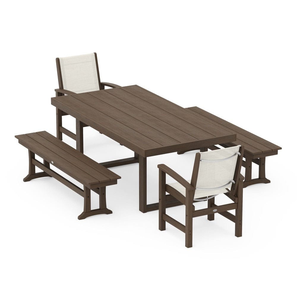 POLYWOOD® - Coastal 5-Piece Dining Set with Trestle Legs - PWS870