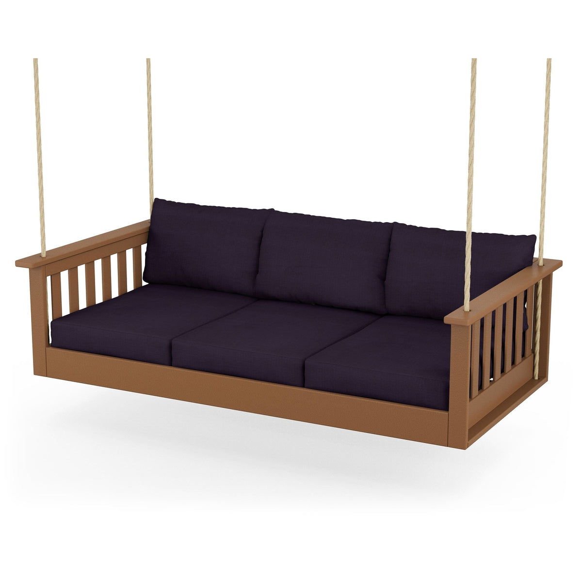 Vineyard Daybed Swing - Teak / Navy Linen