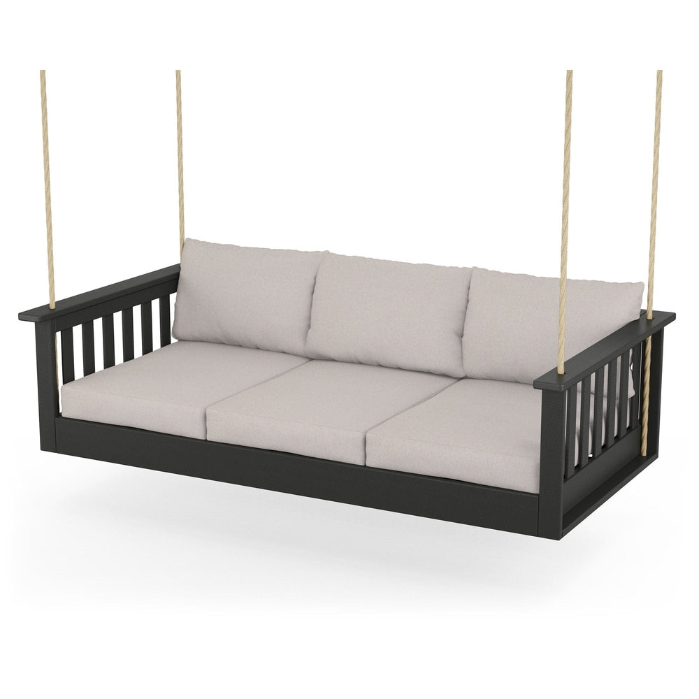 Vineyard Daybed Swing - Black / Dune Burlap