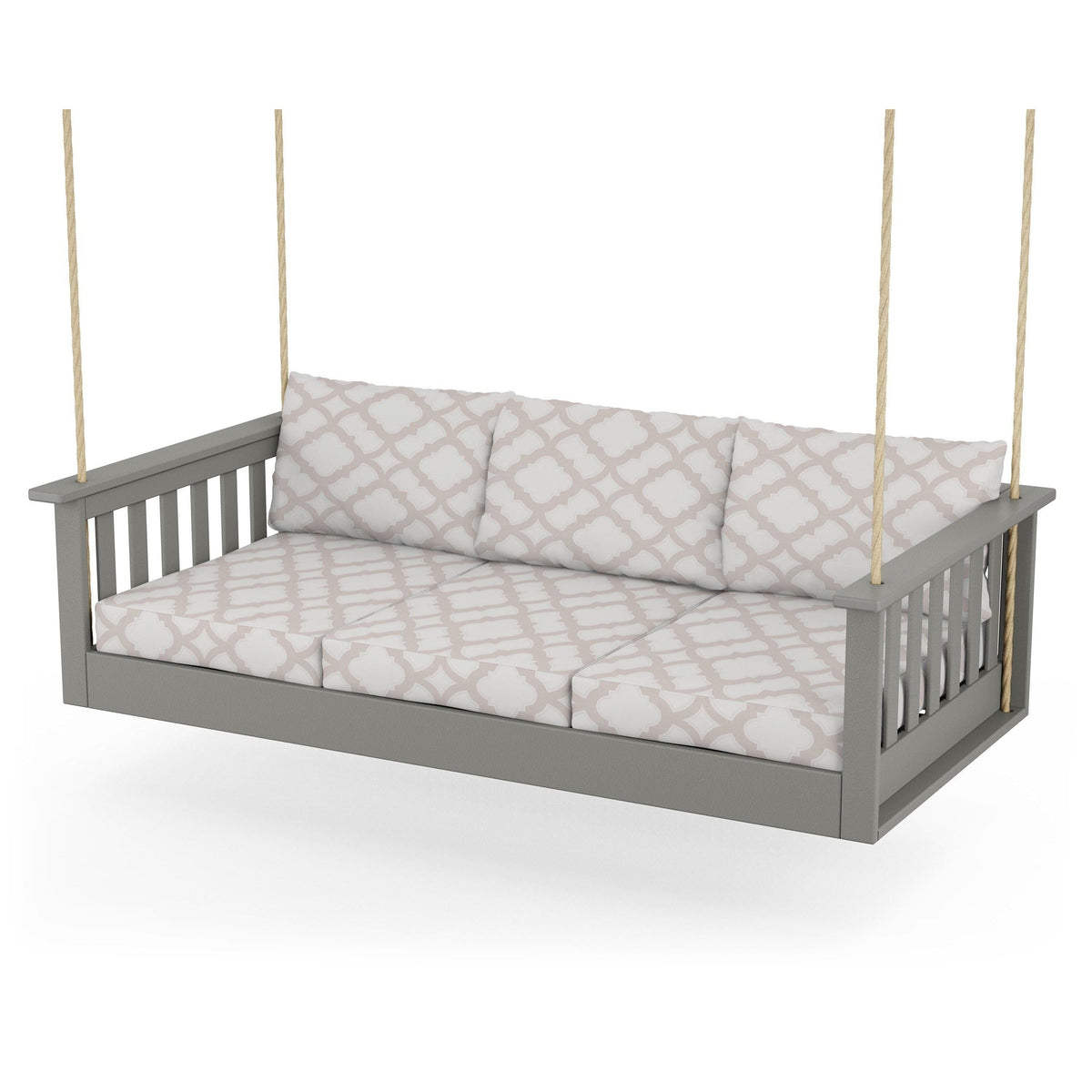 Vineyard Daybed Swing - Slate Grey / Trellis Dune Burlap