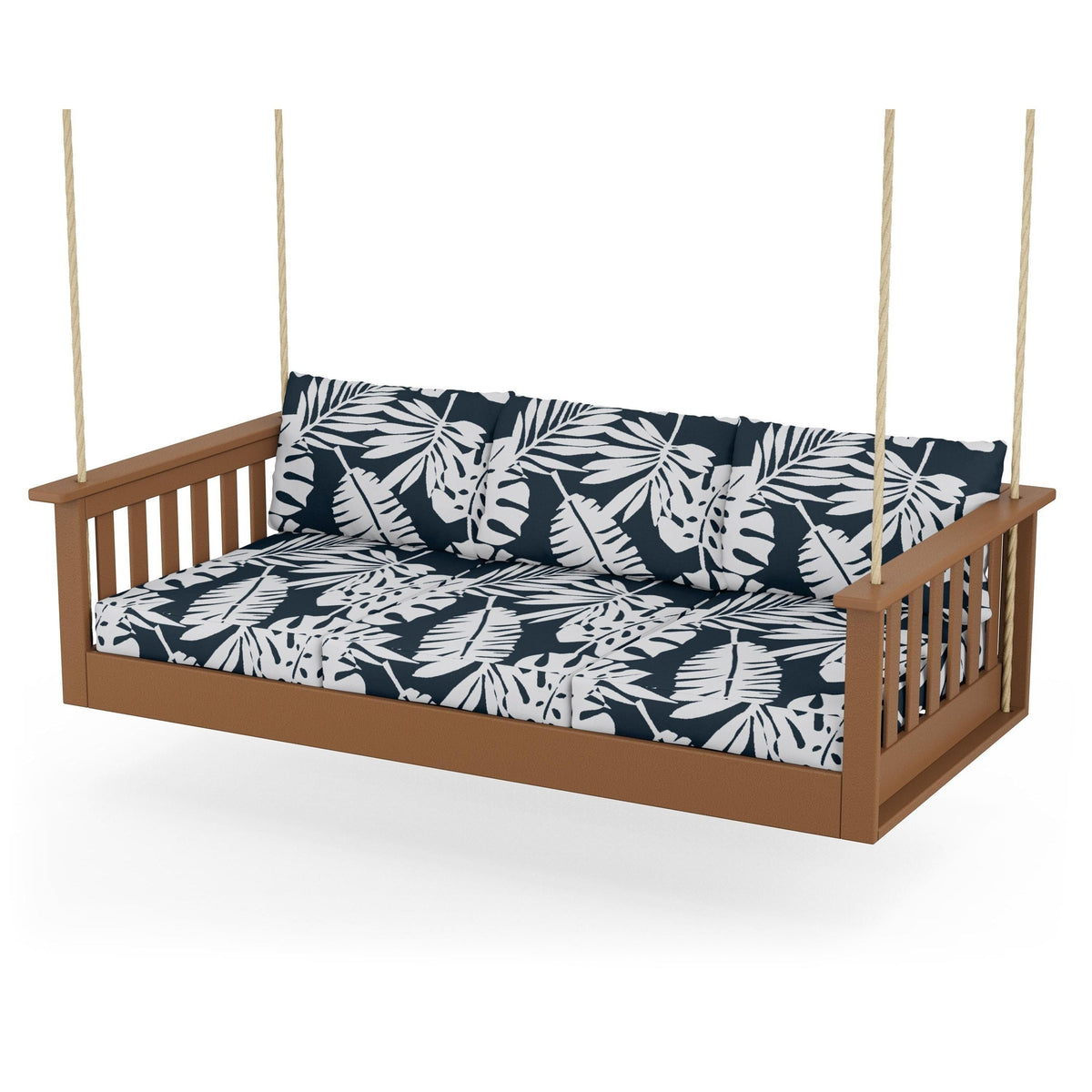 Vineyard Daybed Swing - Teak / Leaf Marine Indigo