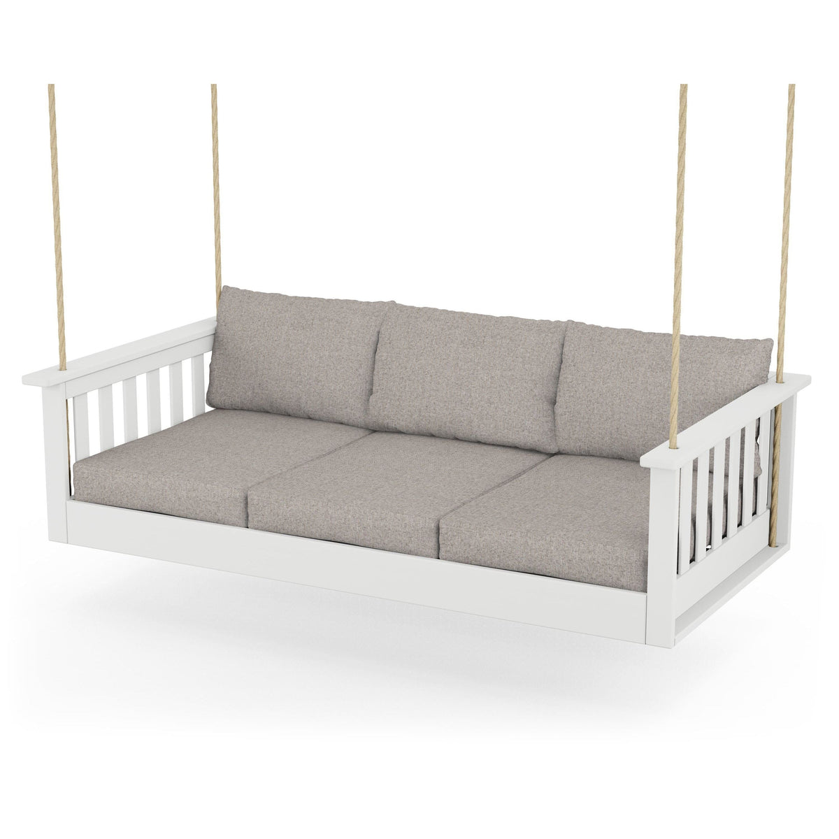 Vineyard Daybed Swing - White / Weathered Tweed