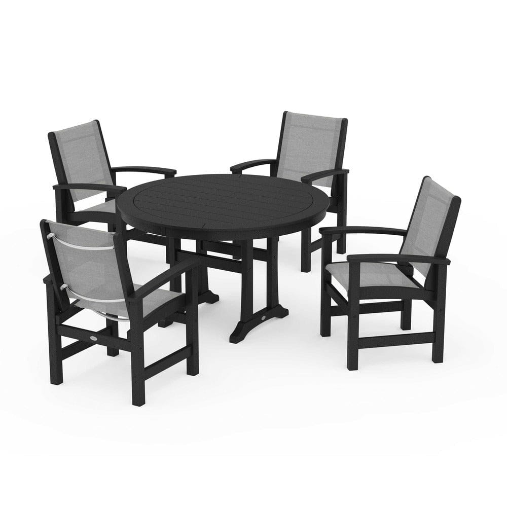 POLYWOOD® - Coastal 5-Piece Round Dining Set with Trestle Legs - PWS1119
