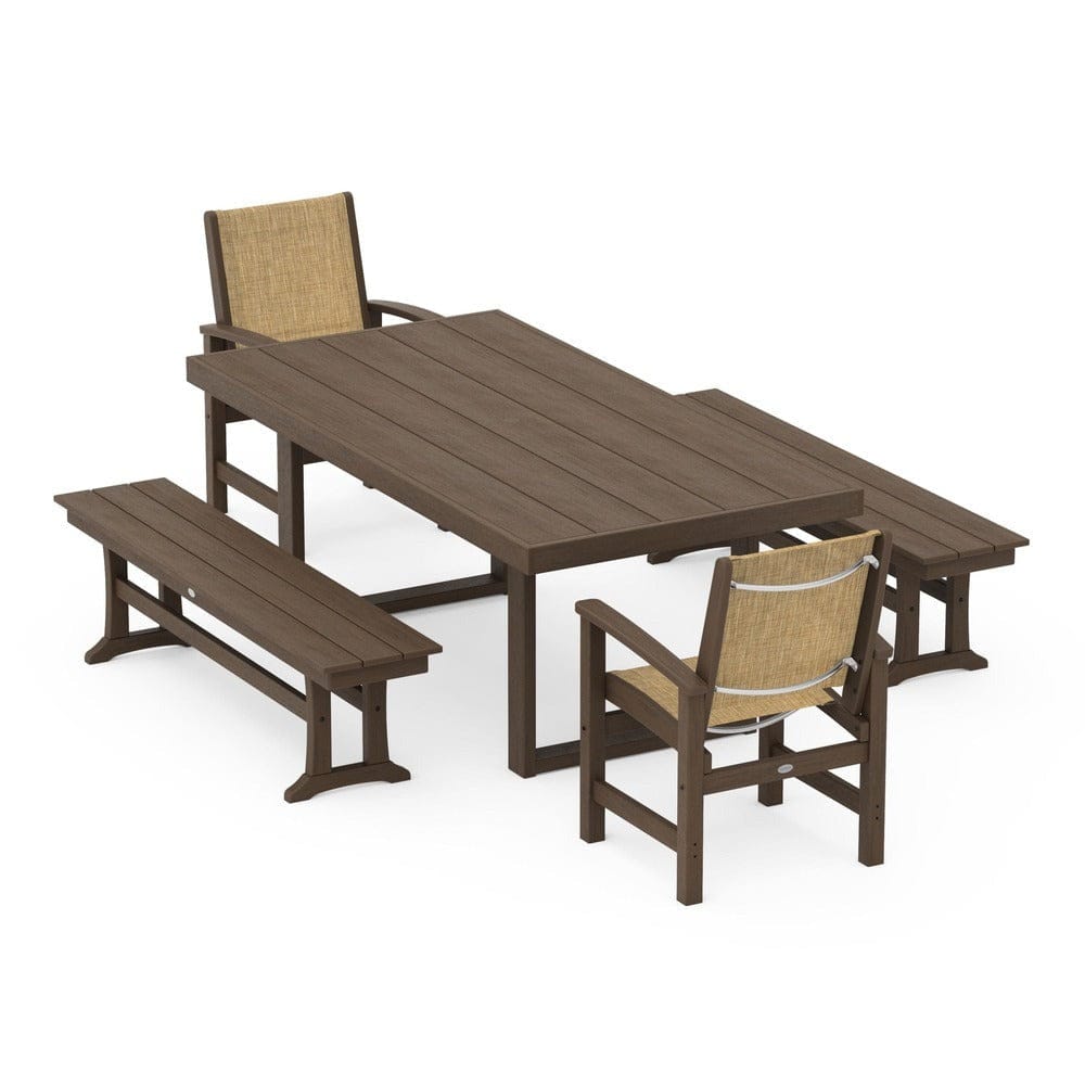 POLYWOOD® - Coastal 5-Piece Dining Set with Trestle Legs - PWS870