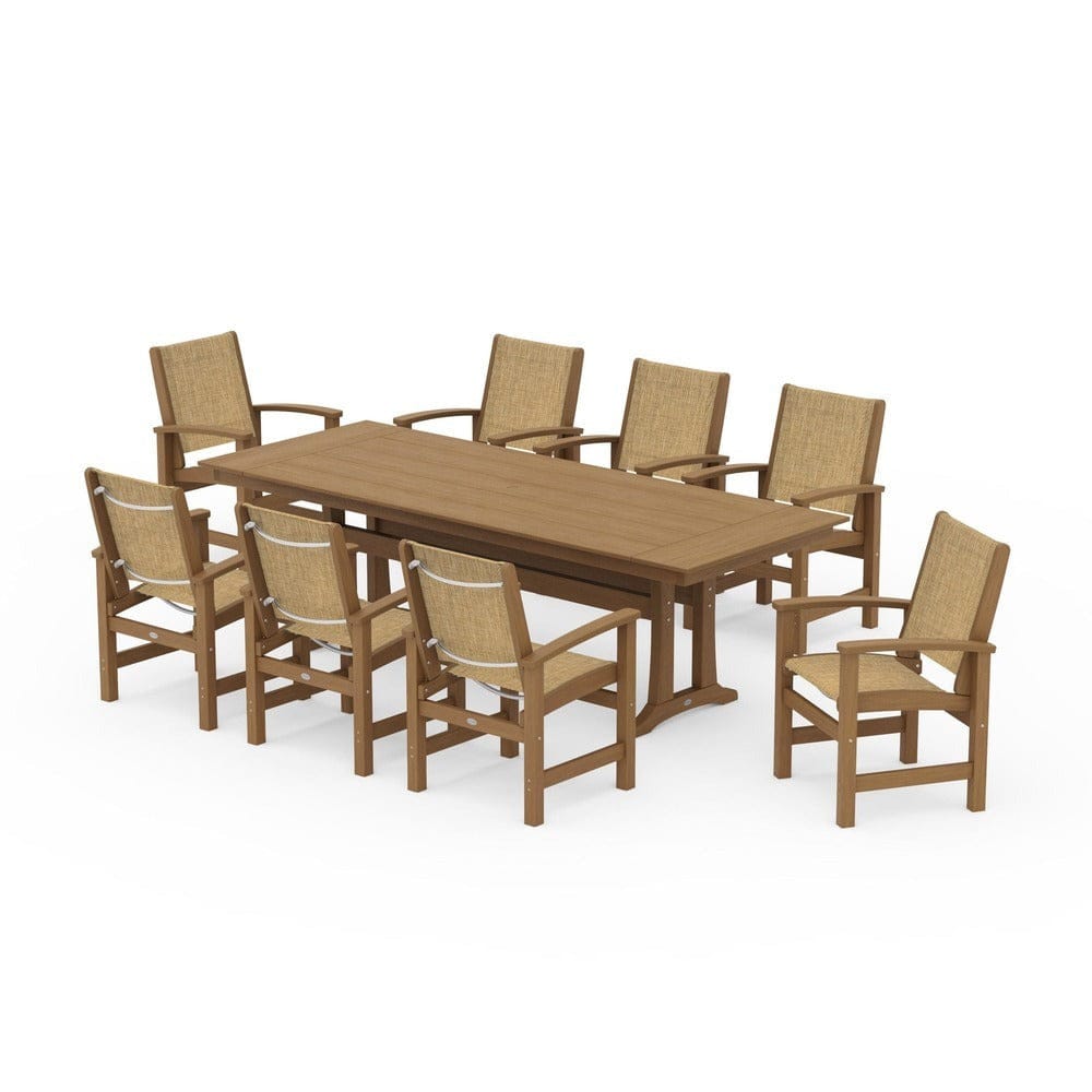POLYWOOD® - Coastal 9-Piece Farmhouse Dining Set with Trestle Legs - PWS1448