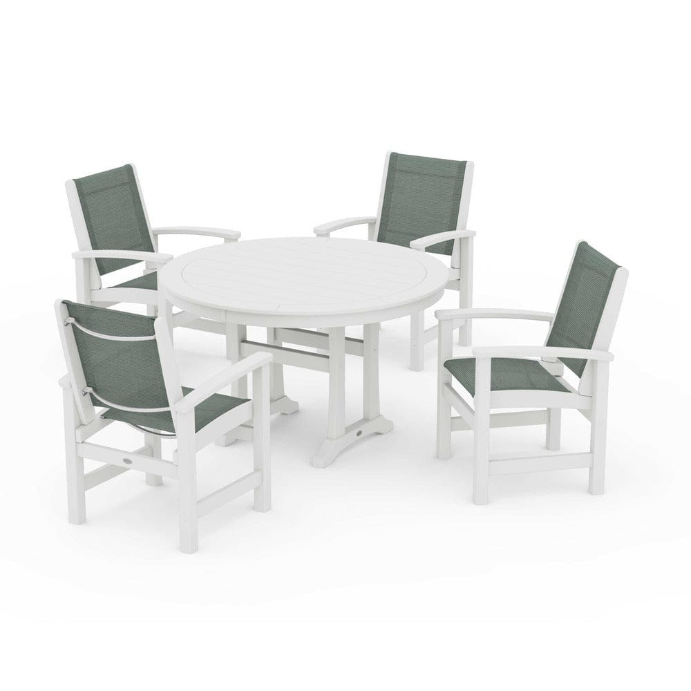 POLYWOOD® - Coastal 5-Piece Round Dining Set with Trestle Legs - PWS1119