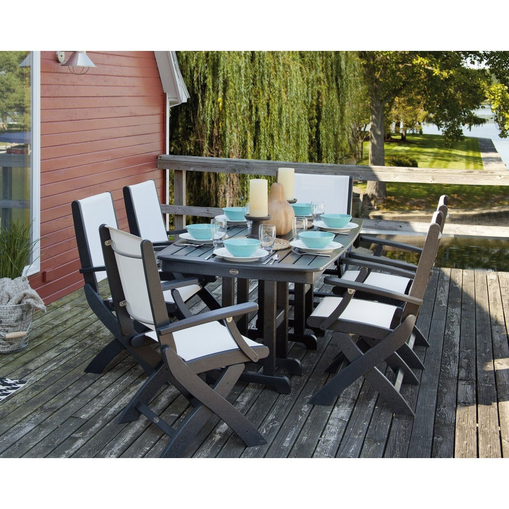 POLYWOOD® - Coastal Folding Arm Chair 7-Piece Dining Set - PWS154 Outdoor Furniture POLYWOOD®