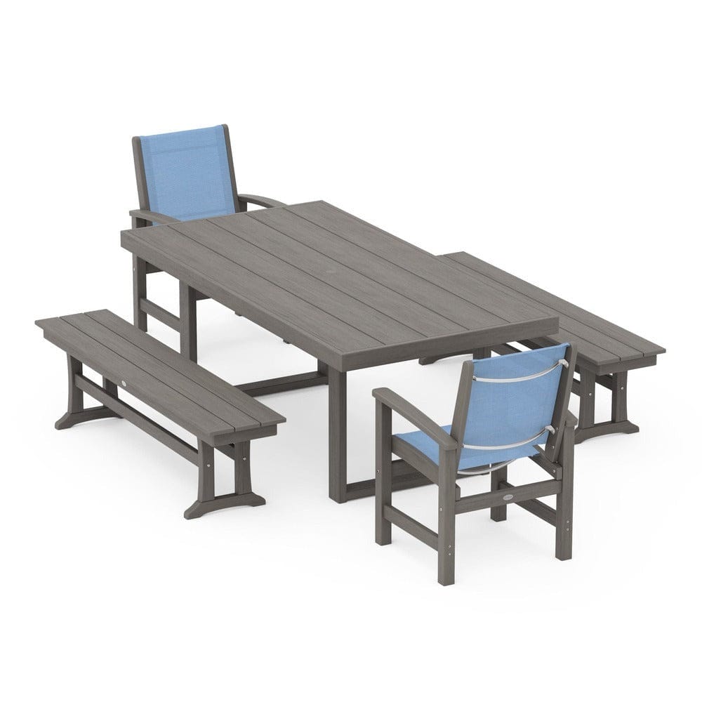 POLYWOOD® - Coastal 5-Piece Dining Set with Trestle Legs - PWS870