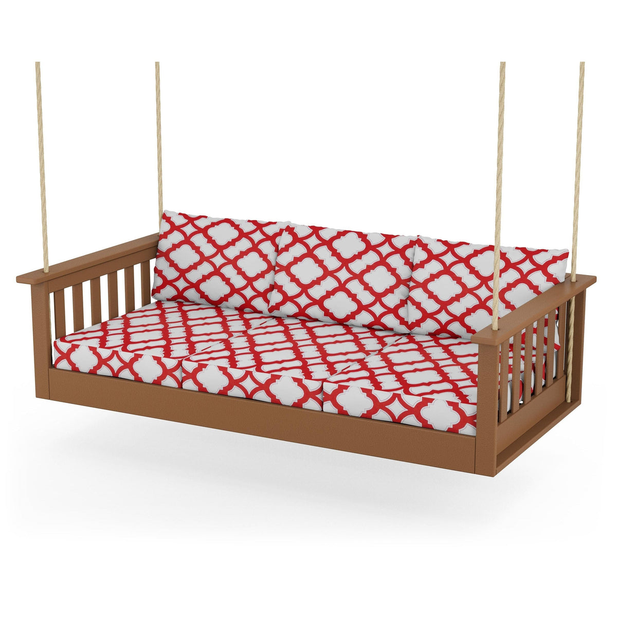 Vineyard Daybed Swing - Teak / Trellis Crimson