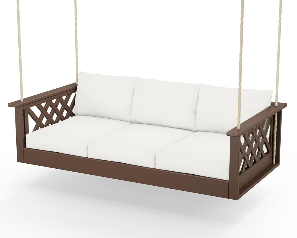 Wovendale Daybed Swing - Mahogany / Natural Linen
