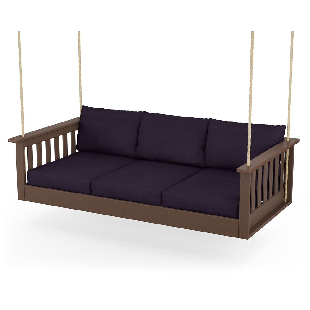 Vineyard Daybed Swing - Mahogany / Navy Linen