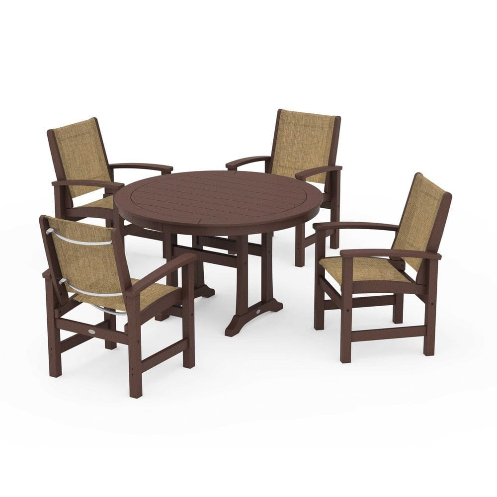 POLYWOOD® - Coastal 5-Piece Round Dining Set with Trestle Legs - PWS1119 Outdoor Furniture POLYWOOD®