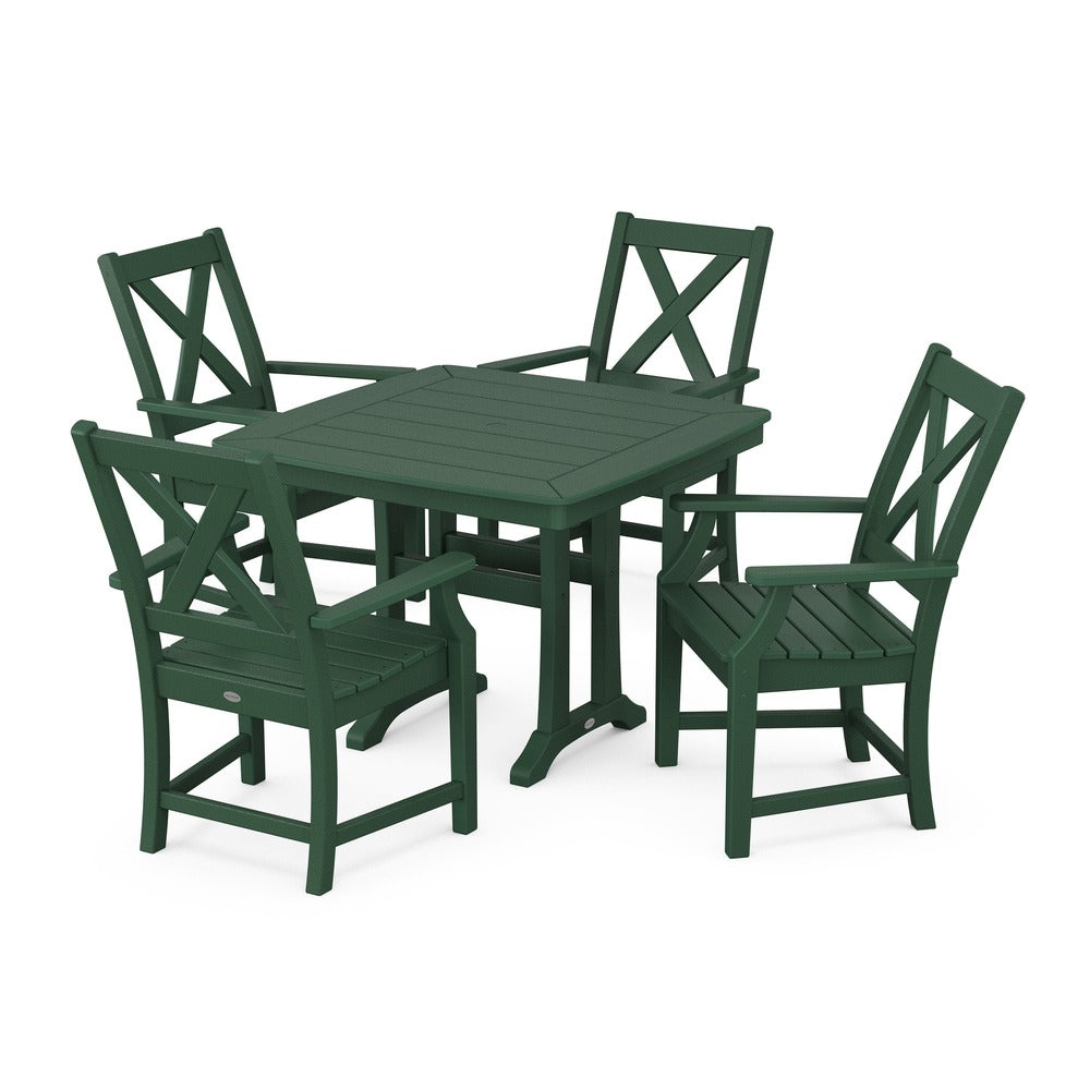 POLYWOOD® Braxton 5-Piece Dining Set with Trestle Legs - Green PWS960-1-GR