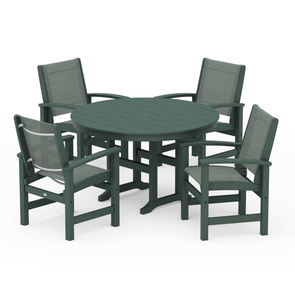 POLYWOOD® - Coastal 5-Piece Round Farmhouse Dining Set - PWS155 Outdoor Furniture POLYWOOD®