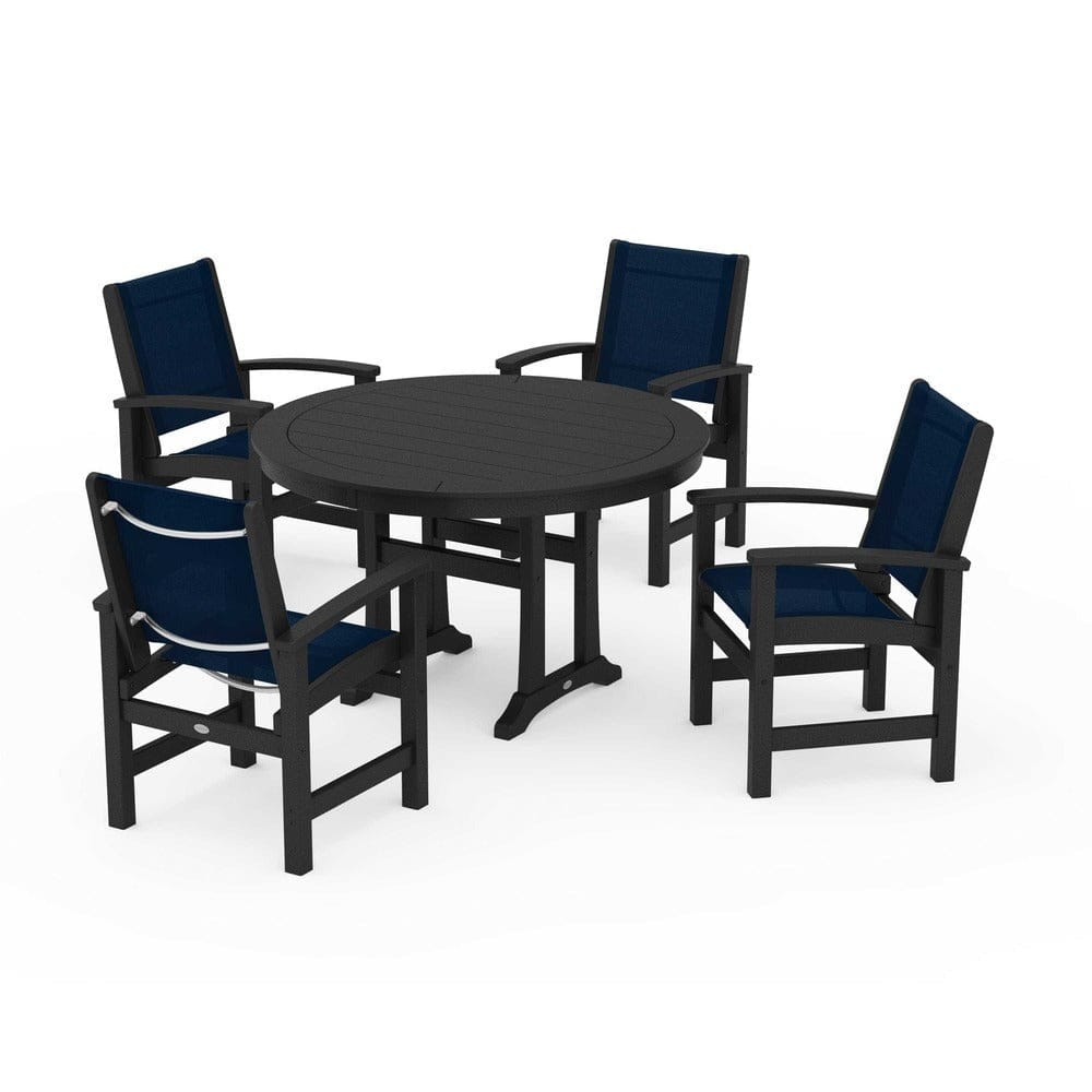 POLYWOOD® - Coastal 5-Piece Round Dining Set with Trestle Legs - PWS1119
