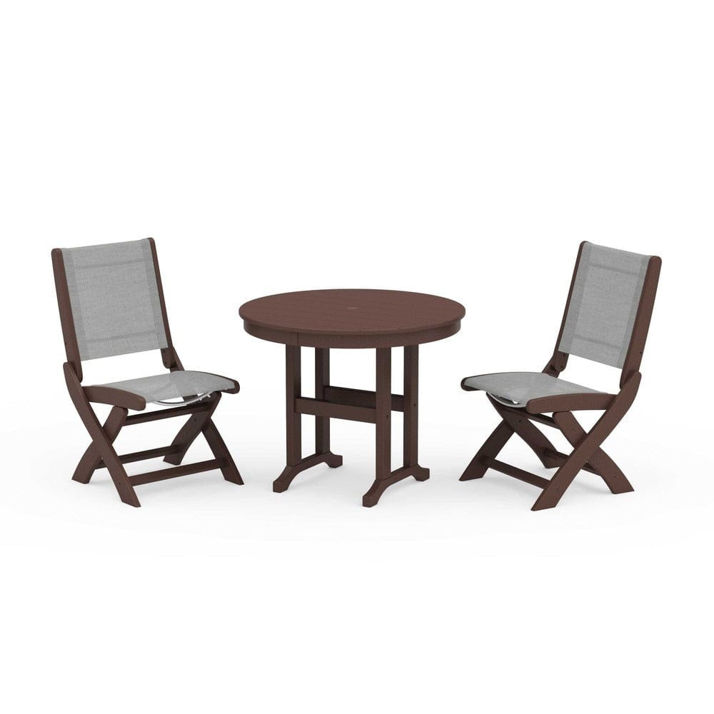 POLYWOOD® - Coastal Folding Side Chair 3-Piece Round Dining Set - PWS1329