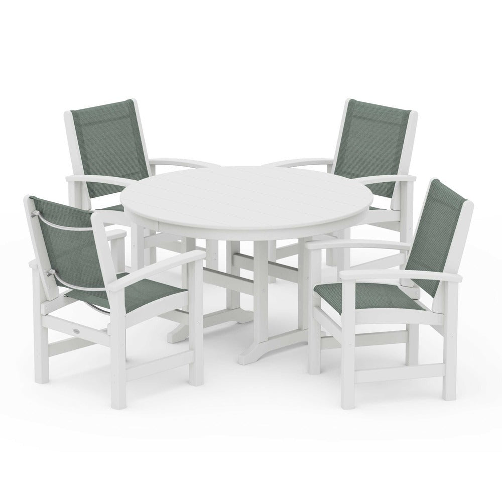 POLYWOOD® - Coastal 5-Piece Round Farmhouse Dining Set - PWS155 Outdoor Furniture POLYWOOD®