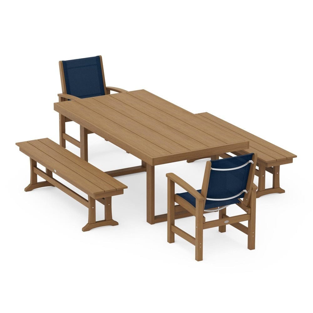 POLYWOOD® - Coastal 5-Piece Dining Set with Trestle Legs - PWS870
