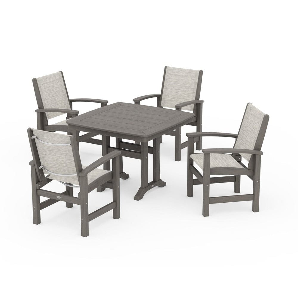 POLYWOOD® - Coastal 5-Piece Dining Set with Trestle Legs - PWS966