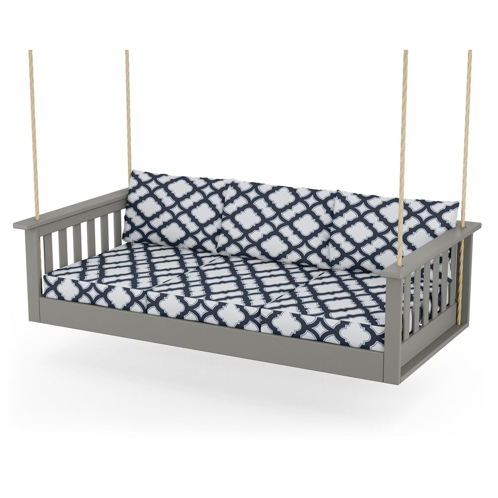 Vineyard Daybed Swing - Slate Grey / Trellis Marine Indigo