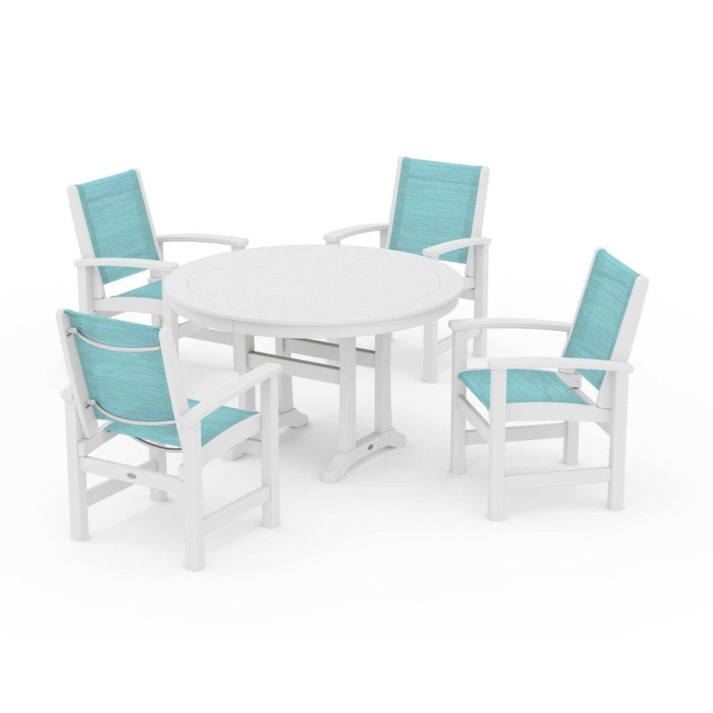 POLYWOOD® - Coastal 5-Piece Round Dining Set with Trestle Legs - PWS1119
