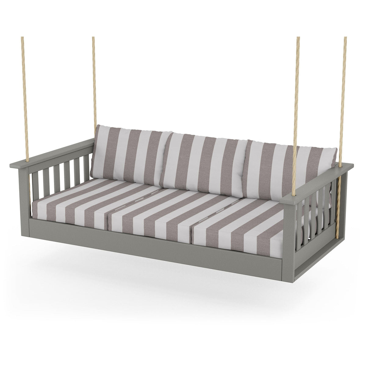 Vineyard Daybed Swing - Slate Grey / Cabana Stripe Grey Mist