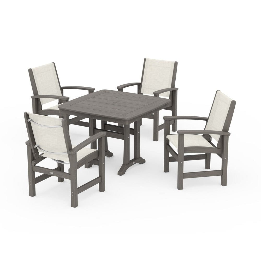 POLYWOOD® - Coastal 5-Piece Dining Set with Trestle Legs - PWS966