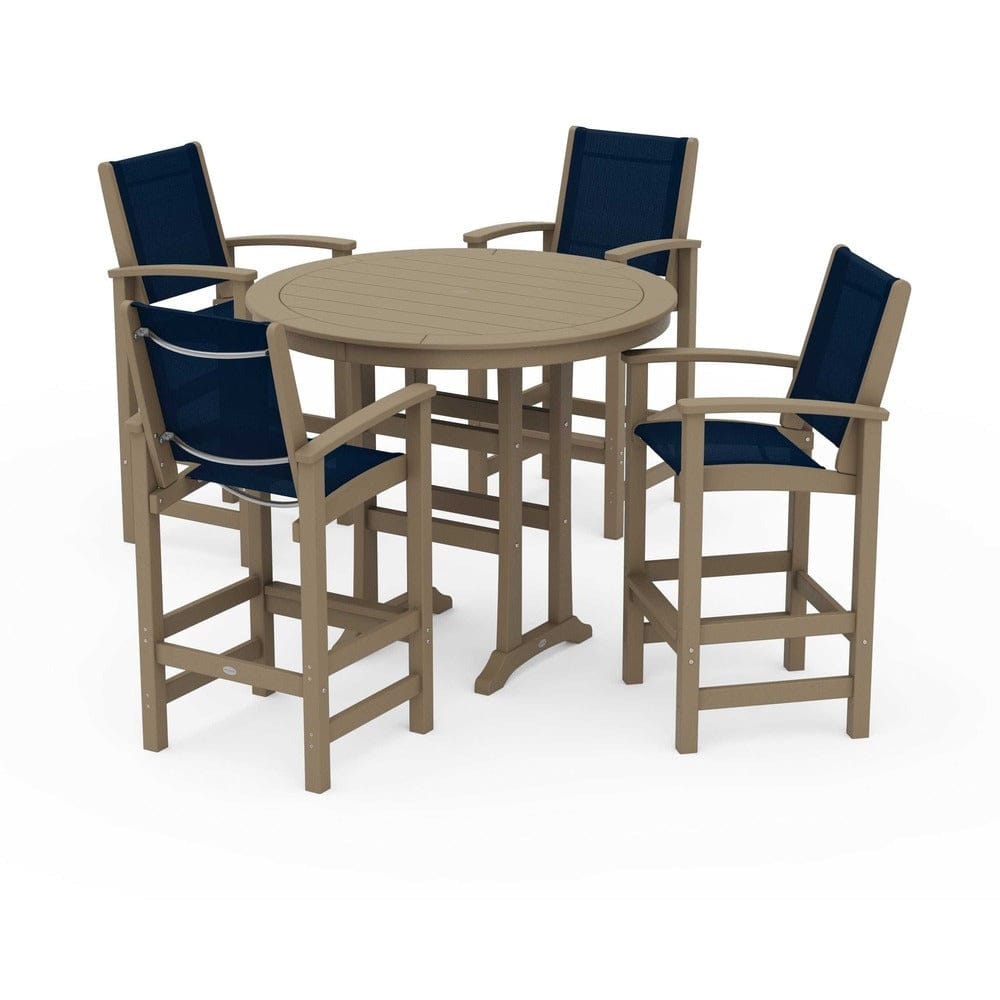 POLYWOOD® - Coastal 5-Piece Nautical Trestle Bar Set - PWS304 Outdoor Furniture POLYWOOD®