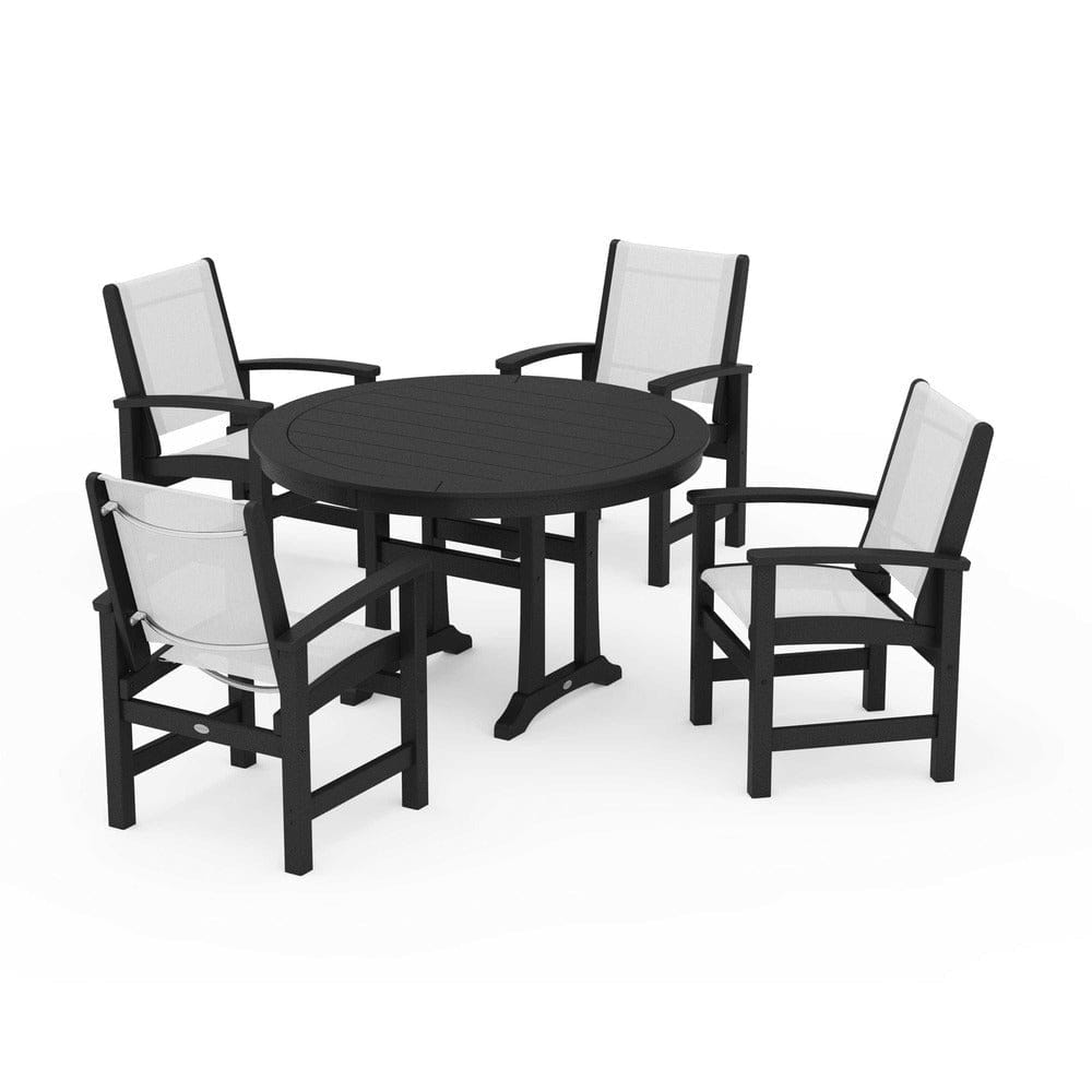 POLYWOOD® - Coastal 5-Piece Round Dining Set with Trestle Legs - PWS1119