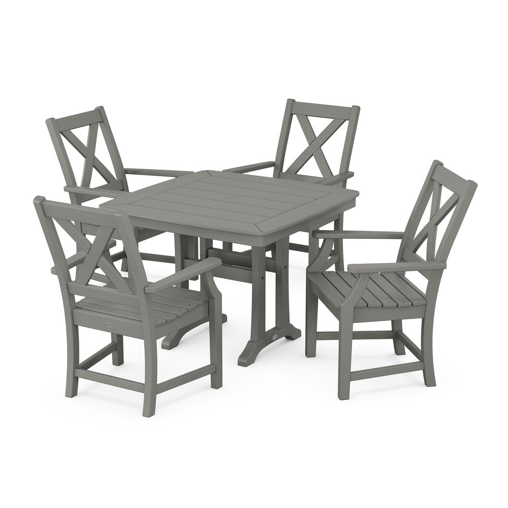 POLYWOOD® Braxton 5-Piece Dining Set with Trestle Legs - Slate Grey PWS960-1-GY