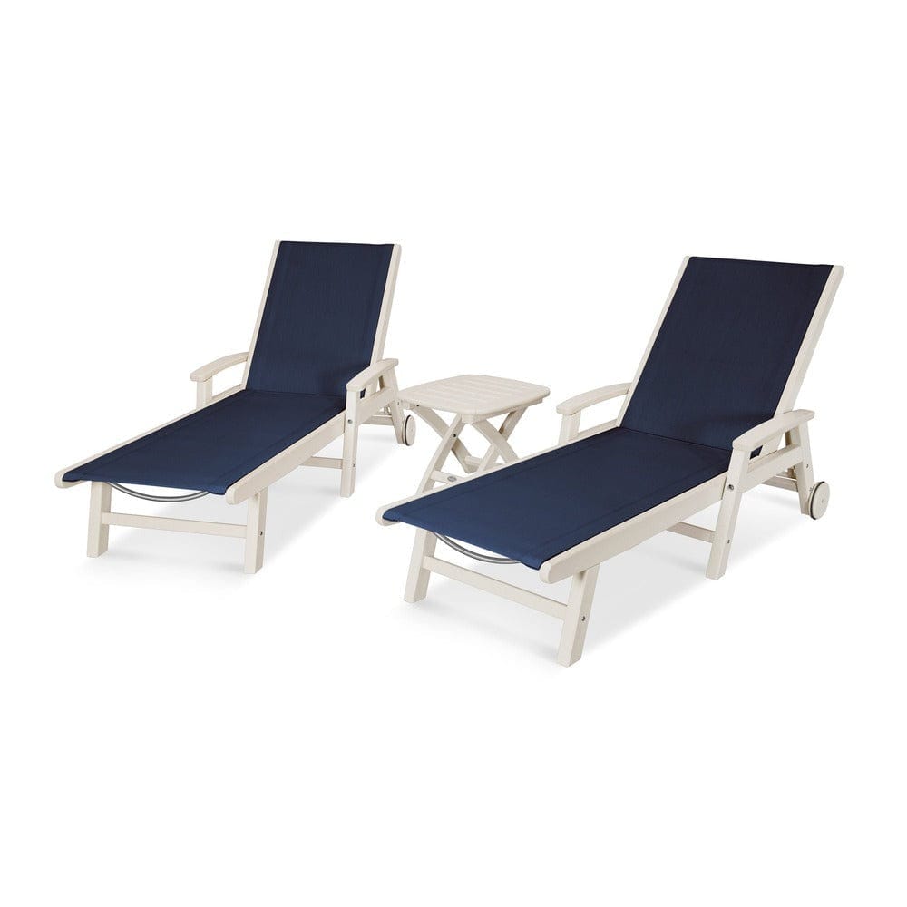 POLYWOOD® - Coastal 3-Piece Wheeled Chaise Set - PWS423 Outdoor Furniture POLYWOOD®