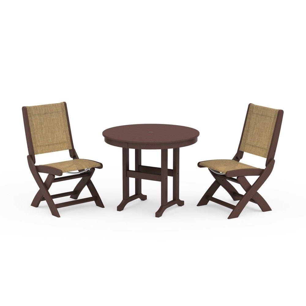 POLYWOOD® - Coastal Folding Side Chair 3-Piece Round Dining Set - PWS1329