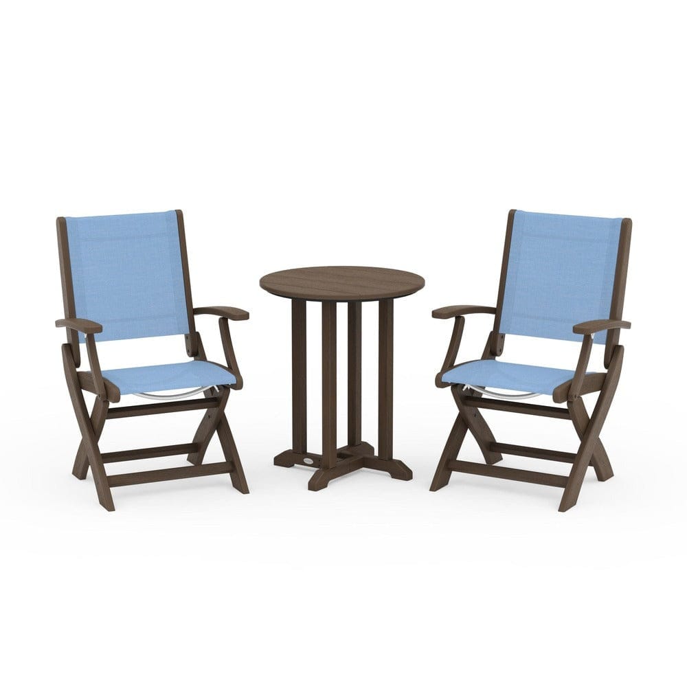 POLYWOOD® - Coastal Folding 3-Piece Round Bistro Dining Set - PWS1295