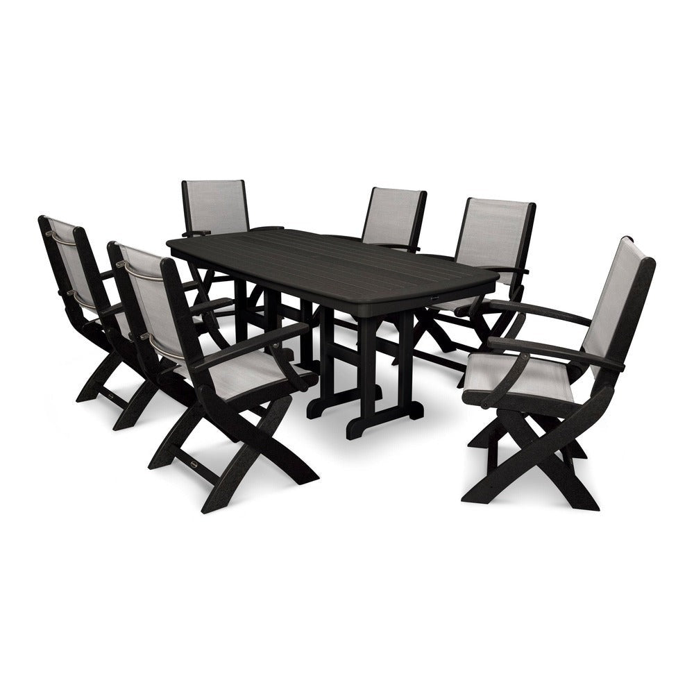 POLYWOOD® - Coastal Folding Arm Chair 7-Piece Dining Set - PWS154