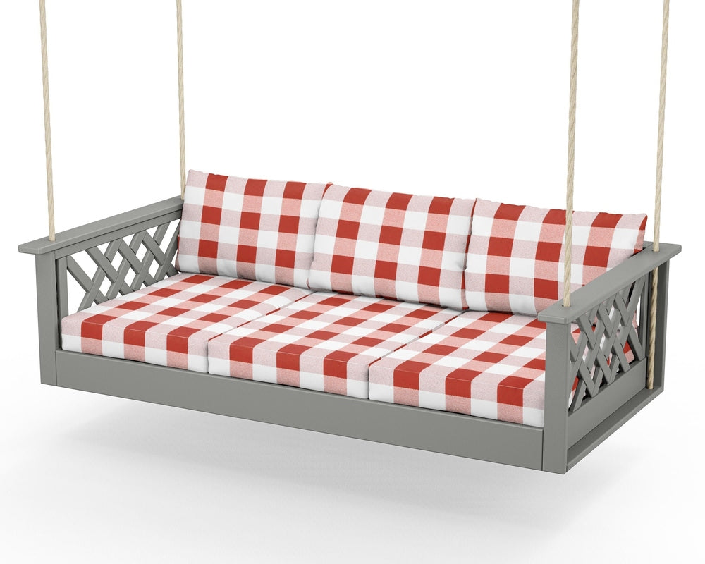 Wovendale Daybed Swing - Slate Grey / Buffalo Plaid Crimson
