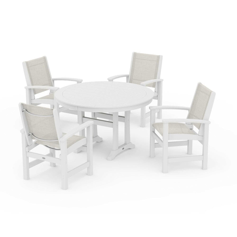 POLYWOOD® - Coastal 5-Piece Round Dining Set with Trestle Legs - PWS1119