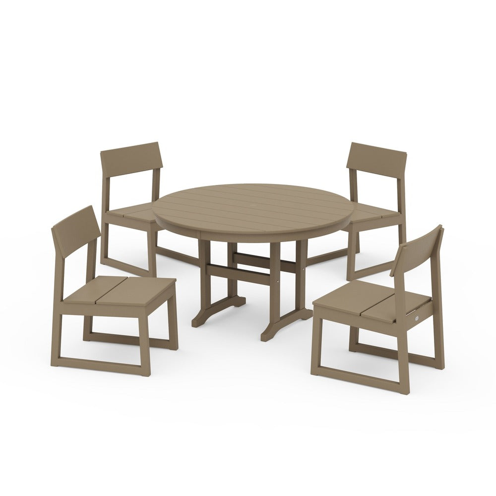 POLYWOOD® - EDGE Side Chair 5-Piece Round Farmhouse Dining Set - PWS1360 Outdoor Furniture POLYWOOD®