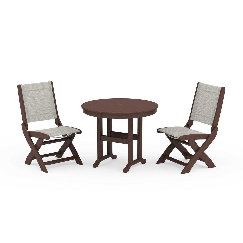 POLYWOOD® - Coastal Folding Side Chair 3-Piece Round Dining Set - PWS1329
