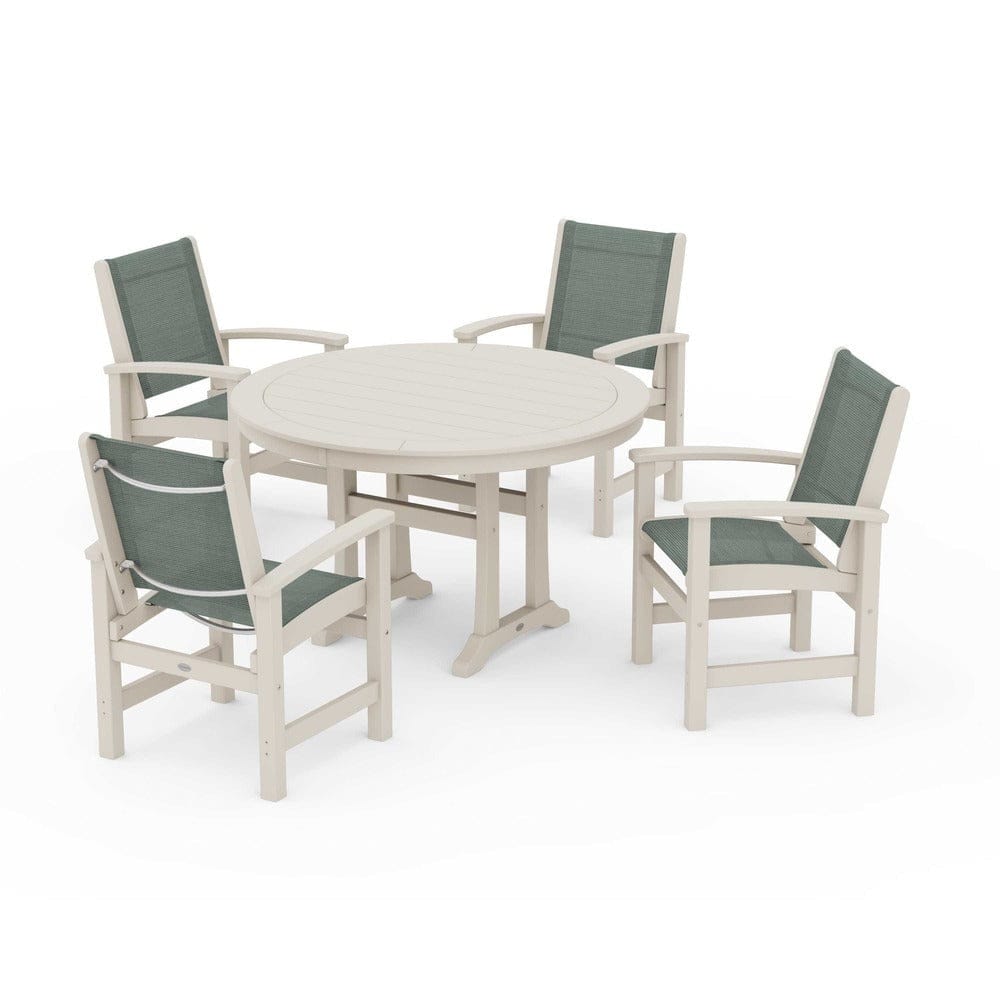 POLYWOOD® - Coastal 5-Piece Round Dining Set with Trestle Legs - PWS1119