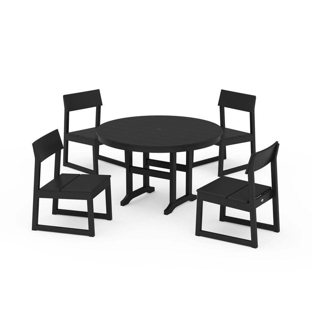 POLYWOOD® - EDGE Side Chair 5-Piece Round Farmhouse Dining Set - PWS1360 Outdoor Furniture POLYWOOD®