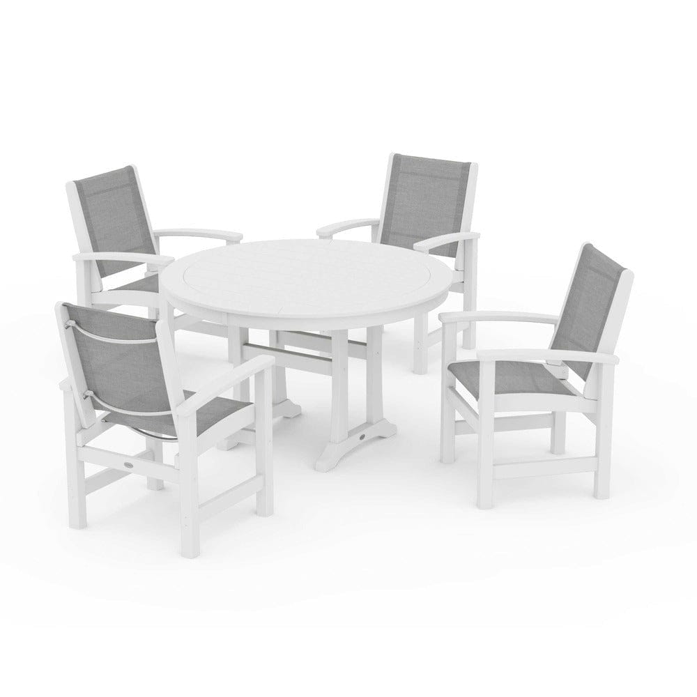 POLYWOOD® - Coastal 5-Piece Round Dining Set with Trestle Legs - PWS1119