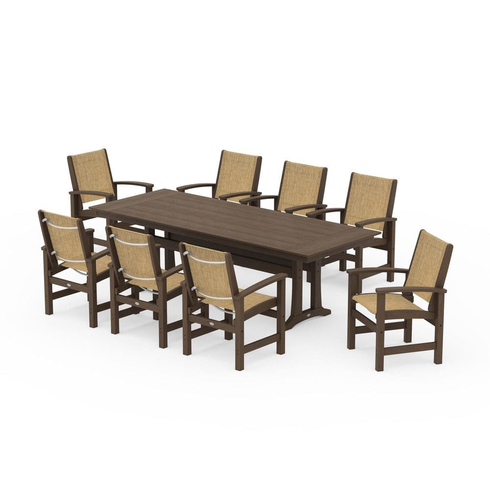 POLYWOOD® - Coastal 9-Piece Farmhouse Dining Set with Trestle Legs - PWS1448-1